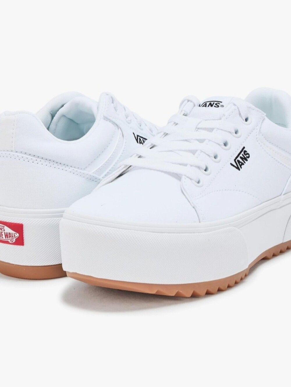 Vans White Platform Canvas Sneakers with Gum Outsole